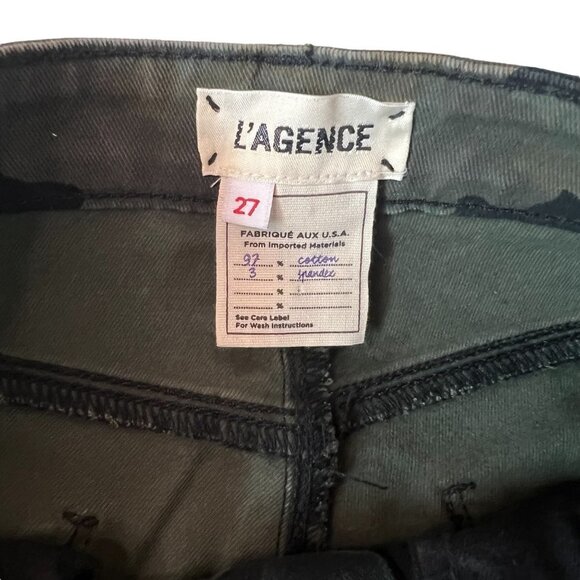 L'Agence Margot Green Camo Stone Gold Stripe Skinny Jeans Size 27 High Rise - Picture 4 of 8